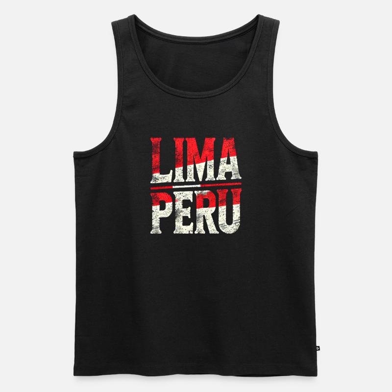 Lima Peru Retro Schriftzug - Männer Premium Bio Tank Top - Schwarz
