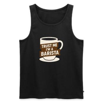 Barista Espresso Crew Café Slinger Latte - Débardeur bio Premium Homme - noir - Devant - AI Model Male 178 light (178cm)