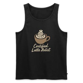 Barista Espresso Crew Café Slinger Latte - Débardeur bio Premium Homme - noir - Devant - AI Model Male 178 light (178cm)