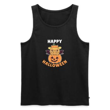 Dragon Happy Halloween Pumpkin Bat Costume - Men's Premium Organic Tank Top - black - Front - Michal (187cm)