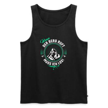 Wenn der Berg ruft - Wander Bergsteiger Spruch - Männer Premium Bio Tank Top - Schwarz - Vorne - AI Model Male 178 light (178cm)