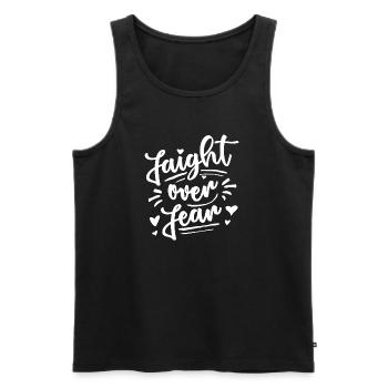S’effondrer sur la peur - La foi en Jésus - Versets bibliques - Débardeur bio Premium Homme - noir - Devant - AI Model Male 178 light (178cm)