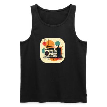 T-shirt rétro Ghetto Blaster - Débardeur bio Premium Homme - noir - Devant - AI Model Male 178 light (178cm)