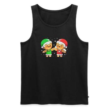 Weihnachten Lebkuchen Lebkuchenmann Gingerbread - Männer Premium Bio Tank Top - Schwarz - Vorne - Michal (187cm)