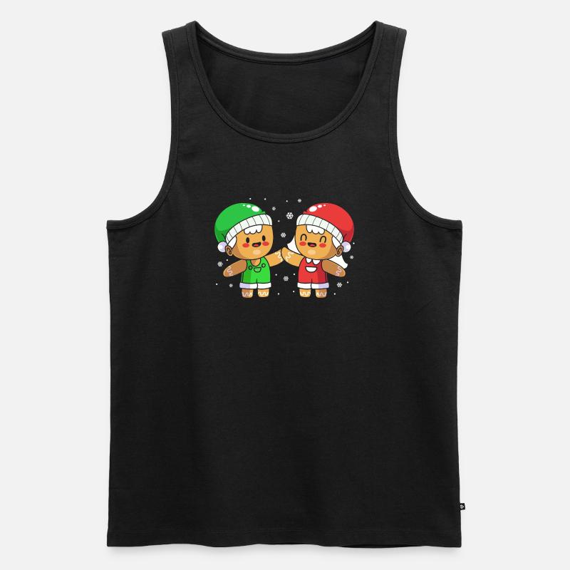 Weihnachten Lebkuchen Lebkuchenmann Gingerbread - Männer Premium Bio Tank Top - Schwarz