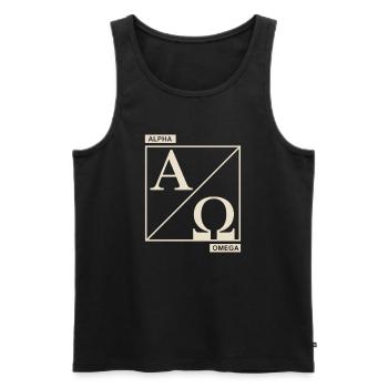Christian Alpha Omega Symbol of Faith - Men's Premium Organic Tank Top - black - Front - AI Model Male 178 light (178cm)