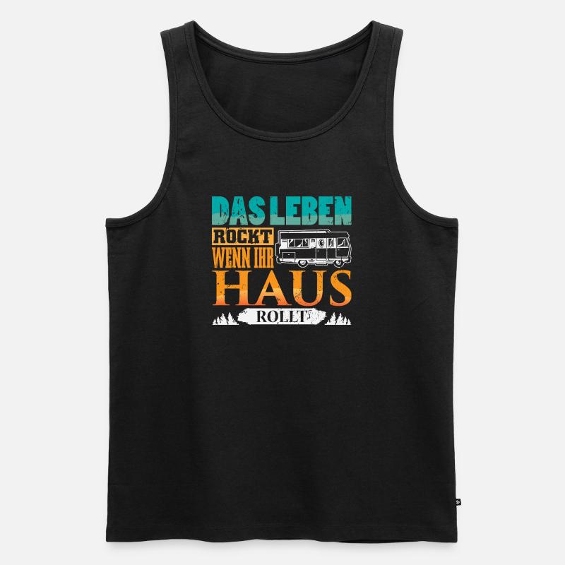 Camper Camping Wohnwagen Spruch - Männer Premium Bio Tank Top - Schwarz