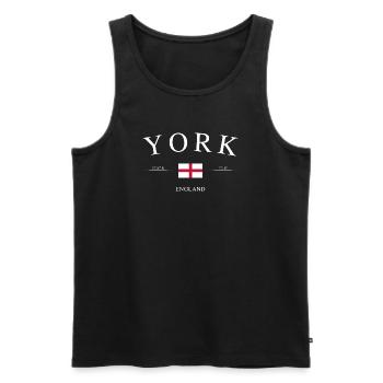 York England – Holiday Souvenir & Gift - Men's Premium Organic Tank Top - black - Front - AI Model Male 178 light (178cm)