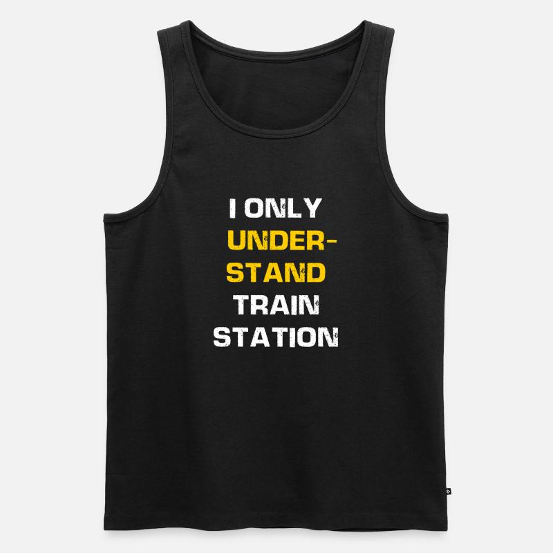 I only understand train station - Männer Premium Bio Tank Top - Schwarz