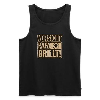 Attention papa fait des grillades amusantes au barbecue - Débardeur bio Premium Homme - noir - Devant - Michal (187cm)