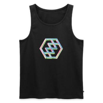 Abstraktes Bunte Hexagonmuster - Männer Premium Bio Tank Top - Schwarz - Vorne - Michal (187cm)