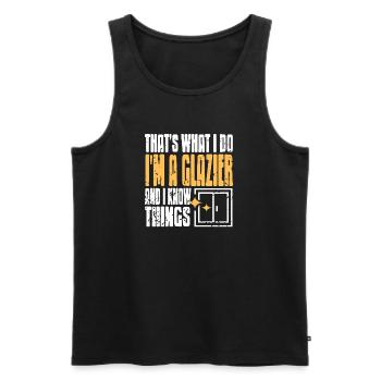 Powered by Glass Retro Window Worker Glazier Pride - Men's Premium Organic Tank Top - black - Front - AI Model Male 178 light (178cm)