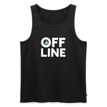 Hors ligne – Citation sur la voile, la mer et la liberté - Débardeur bio Premium Homme - noir - Devant - AI Model Male 178 light (178cm)