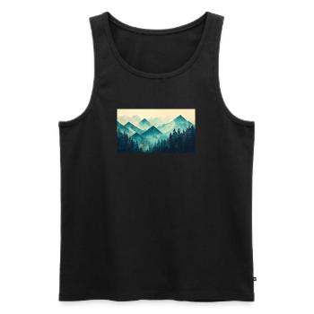 montagnes forestières - Débardeur bio Premium Homme - noir - Devant - AI Model Male 178 light (178cm)