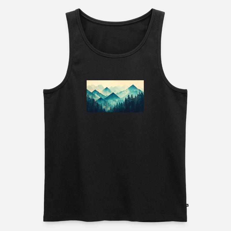 Wald Berge - Männer Premium Bio Tank Top - Schwarz