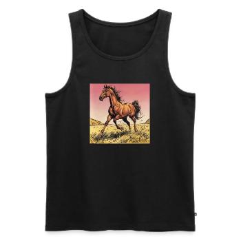 Imprimé dynamique cheval sauvage - Débardeur bio Premium Homme - noir - Devant - AI Model Male 178 light (178cm)