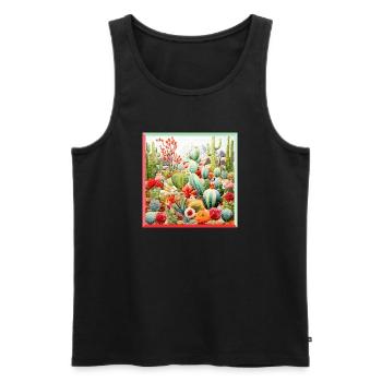 Stickerei Kakteen Sammlung Garten Landschaft  - Männer Premium Bio Tank Top - Schwarz - Vorne - AI Model Male 178 light (178cm)