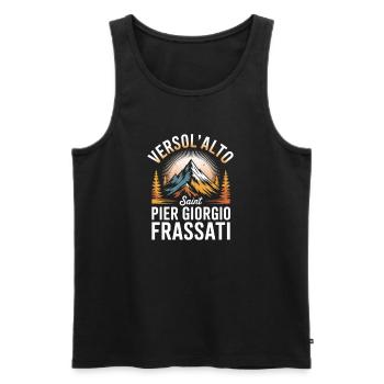 Verso L Alto Saint Pier Giorgio Frassati - Men's Premium Organic Tank Top - black - Front - AI Model Male 178 light (178cm)