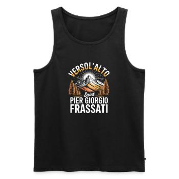 Verso L Alto Saint Pier Giorgio Frassati - Men's Premium Organic Tank Top - black - Front - AI Model Male 178 light (178cm)