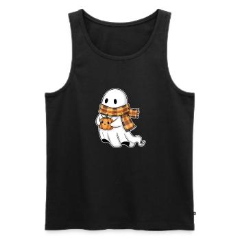 Autumnal spirit with pumpkin and scarf - Men's Premium Organic Tank Top - black - Front - AI Model Male 178 light (178cm)
