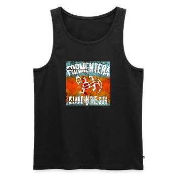 Formentera mit Gecko - Männer Premium Bio Tank Top - Schwarz - Vorne - Michal (187cm)