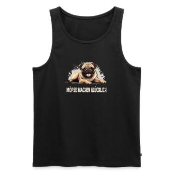Happiness is… a pug in life! - Men's Premium Organic Tank Top - black - Front - Michal (187cm)