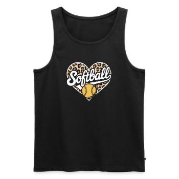 Leopard Muster Softball Herz Design - Männer Premium Bio Tank Top - Schwarz - Vorne - Michal (187cm)