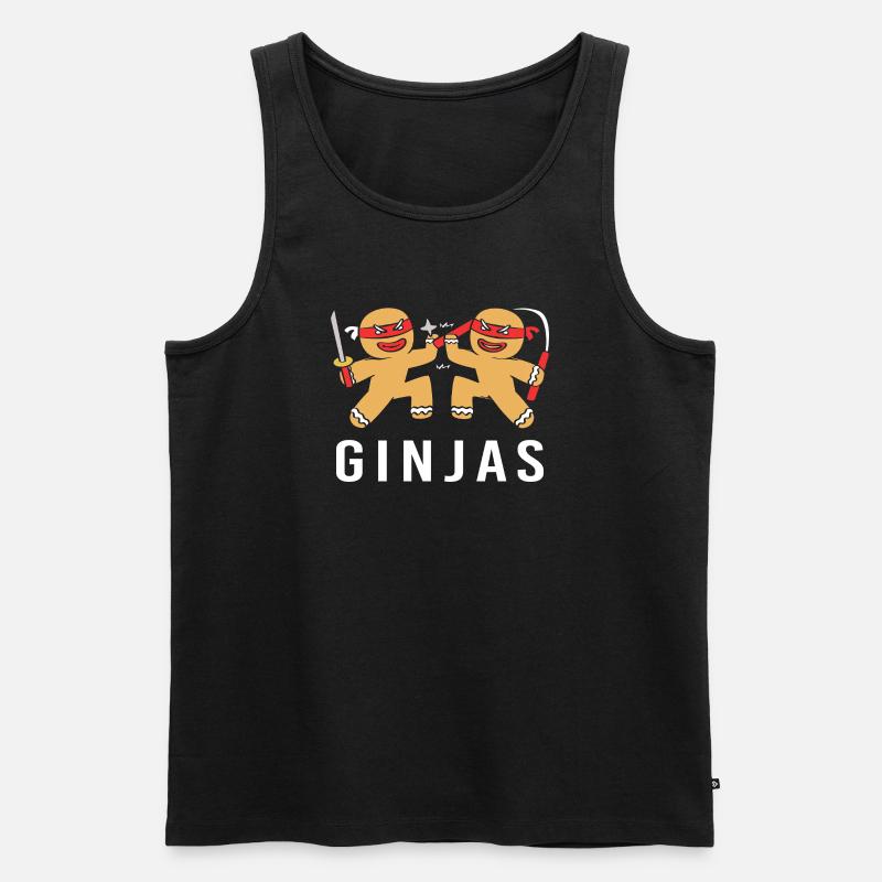 Lebkuchen Weihnachten Ninja Lebkuchenmann - Männer Premium Bio Tank Top - Schwarz