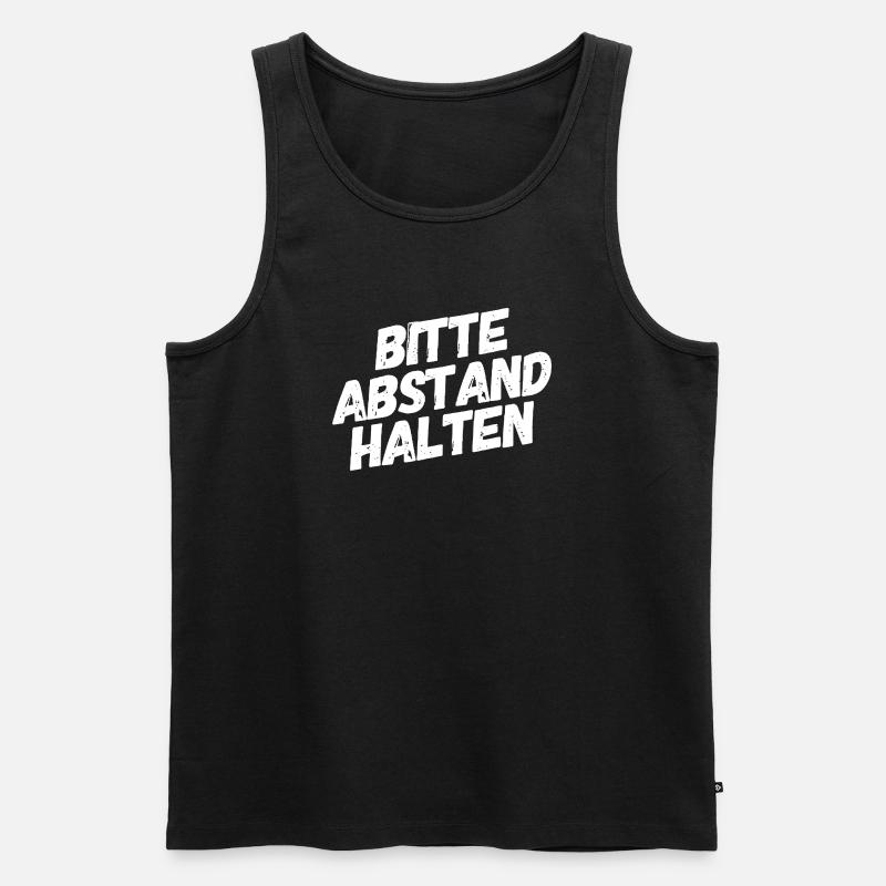 Bitte Abstand halten - Männer Premium Bio Tank Top - Schwarz