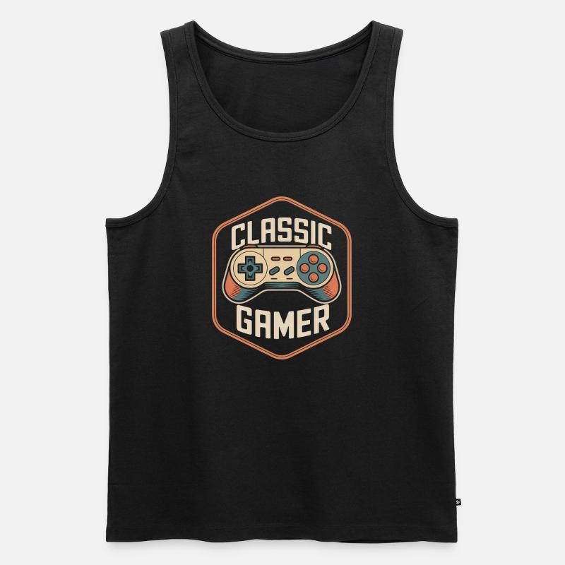 Classic Gamer Retro Controller Nostalgie - Männer Premium Bio Tank Top - Schwarz
