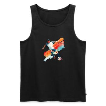 Dynamischer Fußballspieler in Bewegung - Männer Premium Bio Tank Top - Schwarz - Vorne - AI Model Male 178 light (178cm)