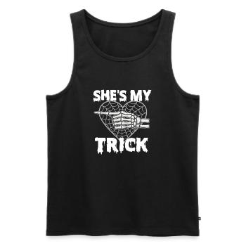 Sie ist mein Trick Lustiges Halloween-Paar - Männer Premium Bio Tank Top - Schwarz - Vorne - Michal (187cm)