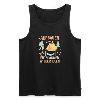 Camping Abenteuer Aufbauen Entspannen Wiederholen - Männer Premium Bio Tank Top - Schwarz - Vorne - Michal (187cm)