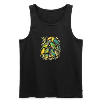 Perroquets colorés en mandala floral - Débardeur bio Premium Homme - noir - Devant - AI Model Male 178 light (178cm)