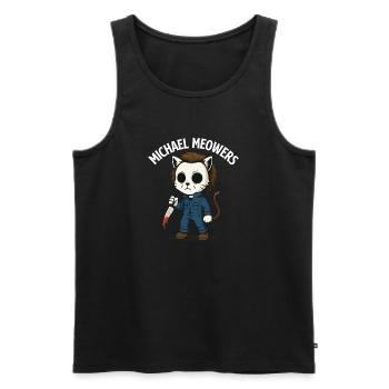 Michael Meowers Spooky Halloween Cat Parody - Men's Premium Organic Tank Top - black - Front - AI Model Male 178 light (178cm)