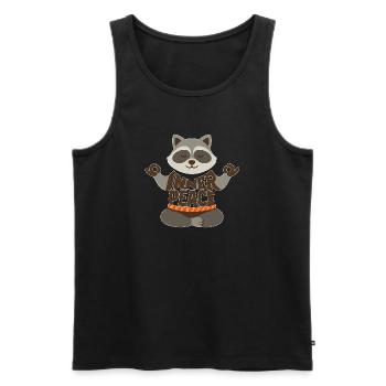 Waschbär Yoga Inner Peace meditierend - Männer Premium Bio Tank Top - Schwarz - Vorne - Michal (187cm)
