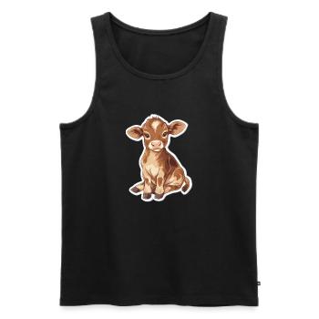 Vache - Débardeur bio Premium Homme - noir - Devant - Michal (187cm)