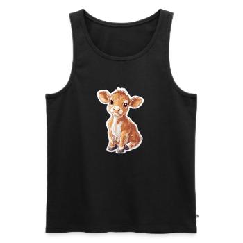 Vache - Débardeur bio Premium Homme - noir - Devant - Michal (187cm)