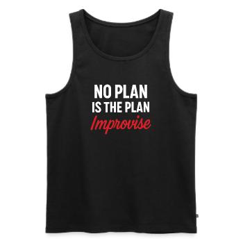 Motivational Message No Plan - Men's Premium Organic Tank Top - black - Front - AI Model Male 178 light (178cm)