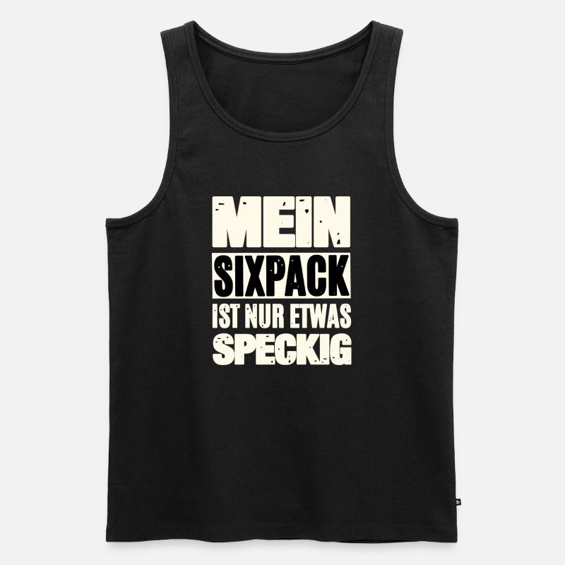 Lustiger Sixpack Spruch - Männer Premium Bio Tank Top - Schwarz