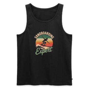 Retro Sunset Sandboarder Expert Summer - Men's Premium Organic Tank Top - black - Front - AI Model Male 178 light (178cm)