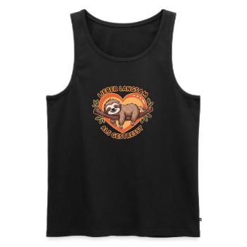 Lieber Langsam Als Gestresst Faultier Illustration - Männer Premium Bio Tank Top - Schwarz - Vorne - Michal (187cm)