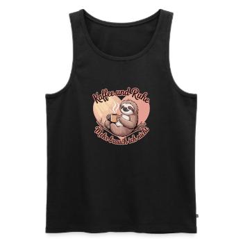 Coffee and peace and quiet I don't need more - Men's Premium Organic Tank Top - black - Front - Michal (187cm)