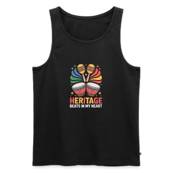 Heritage Beats In My Heart Bongo Maracas Rhythmus - Männer Premium Bio Tank Top - Schwarz - Vorne - AI Model Male 178 light (178cm)