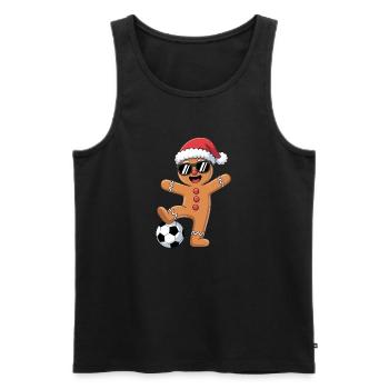 Dessin animé de Noël de football drôle - Débardeur bio Premium Homme - noir - Devant - Michal (187cm)