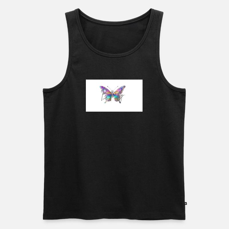 Bunter Schmetterling mit Wasserfarben-Effekt - Männer Premium Bio Tank Top - Schwarz