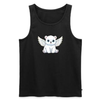 Cute Polar Bear Angel with Wings Cartoon Smile - Men's Premium Organic Tank Top - black - Front - Michal (187cm)