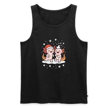 Axolotl bataille de boules de neige hiver - Débardeur bio Premium Homme - noir - Devant - AI Model Male 178 light (178cm)