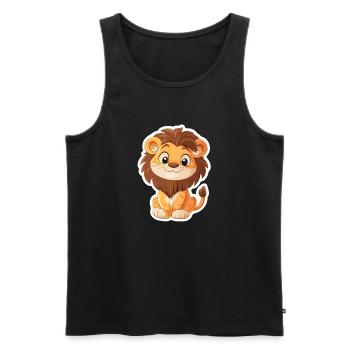 Lion - Men's Premium Organic Tank Top - black - Front - Michal (187cm)