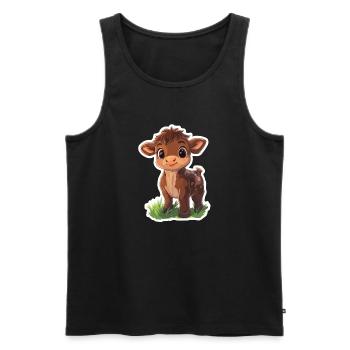 Kuh - Männer Premium Bio Tank Top - Schwarz - Vorne - AI Model Male 178 light (178cm)